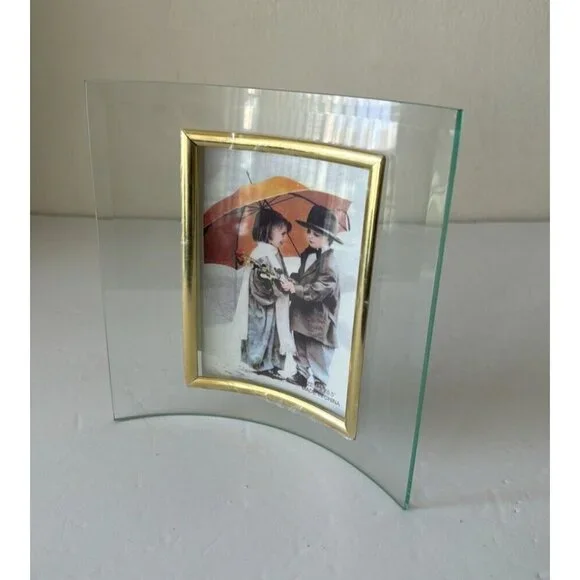 NIB Elegant Glass and Gold tone Picture Frame Decorated for Pic.W 3.5" x H 5.5" - Picture 6 of 11